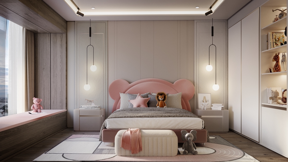 รับออกแบบบ้าน3D perspective ห้องนอนเด็กหวาน
