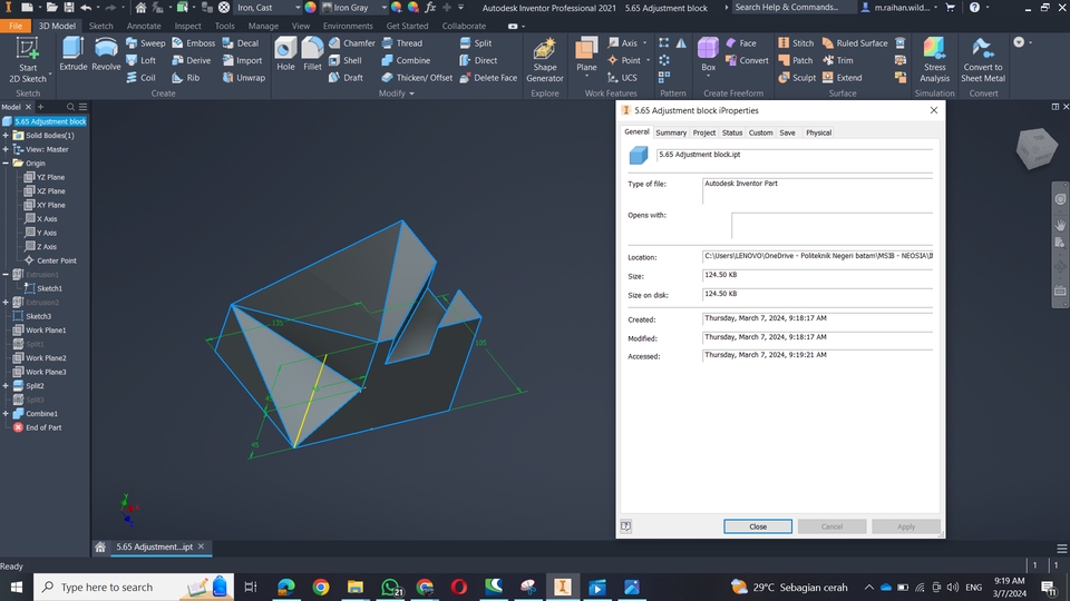 Jasa drafter autocad freelance, desain interior dan arsitektur. Gambar 3D model ruang kerja dengan Autocad.