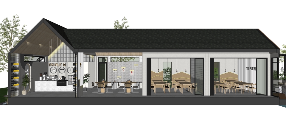 รับออกแบบ 3d perspective โมเดลร้านค้า 3 มิติ ร้านกาแฟ 3d ออกแบบร้าน 3d perspective 3d