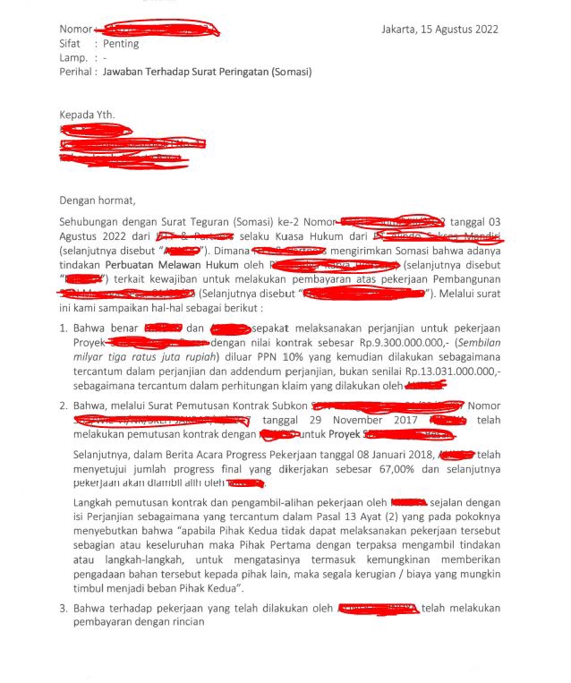 Hukum - Jasa Penyusunan Surat Teguran (Somasi), Jawaban Somasi dan Surat Penagihan - 2