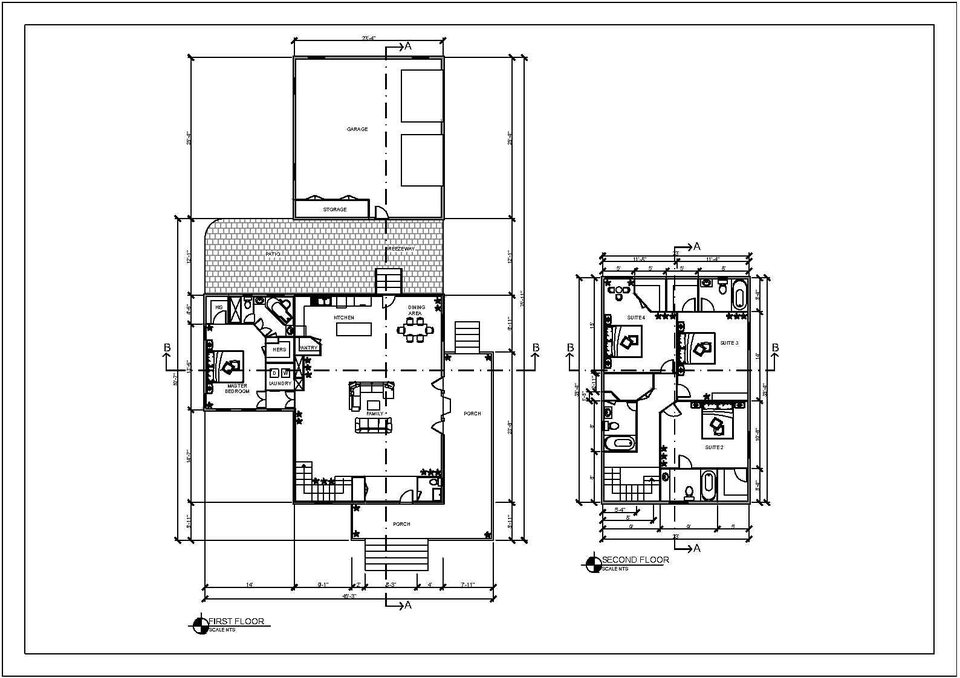 Jasa drafter autocad murah, gambar desain rumah denah lantai 1 dan 2, drafter freelance