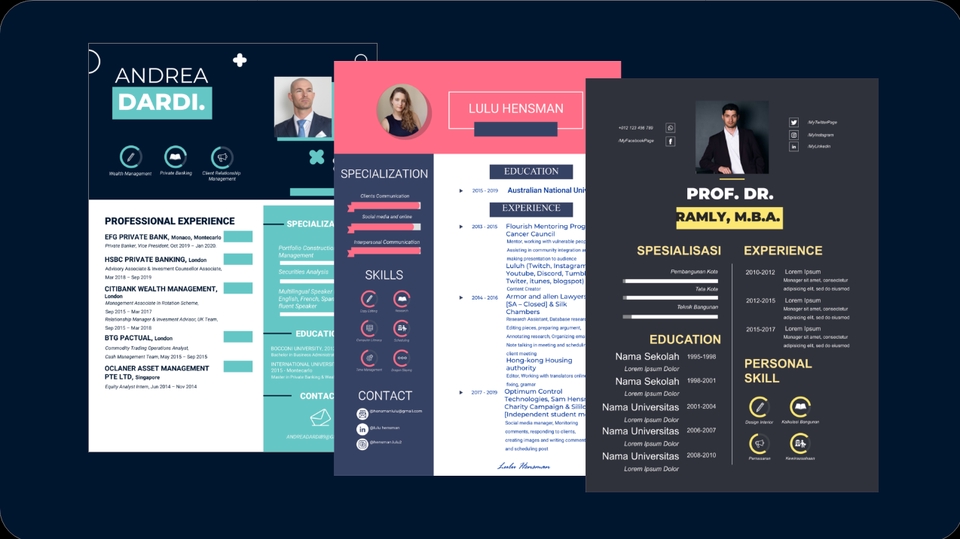 Portfolio & Resume - Desain Curriculum Vitae (CV) Proses 1 Hari - 1