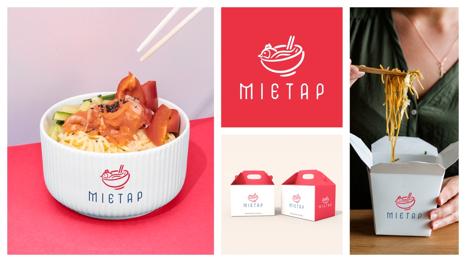 Desain logo makanan untuk warung makan dengan konsep minimalis modern dan profesional.