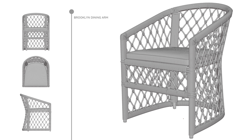 Jasa desain 3d kursi makan Brooklyn dengan desain minimalis