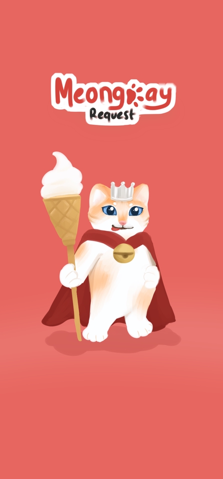 Ilustrasi kucing lucu memegang es krim dengan mahkota, jasa ilustrasi karakter, gambar ilustrasi hewan, gambar ilustrasi kartun.