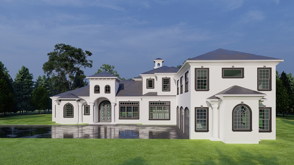 Jasa desain arsitektur rumah minimalis modern dengan render 3d, desain exterior rumah mewah.