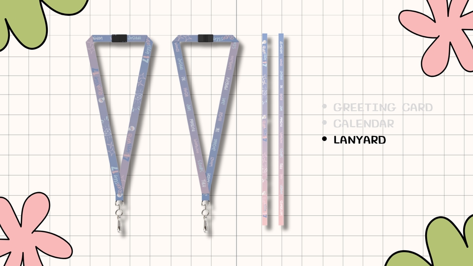 Lanyard desain unik dan modern, cocok untuk kartu undangan pernikahan, kalender, atau keperluan lain.
