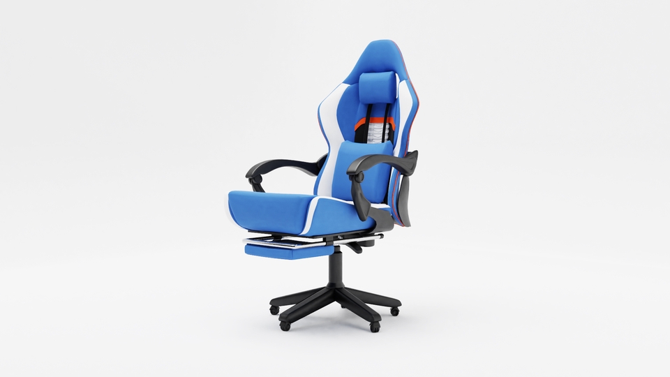 Jasa desain 3d kursi gaming dengan model futuristik dan minimalis untuk interior ruangan
