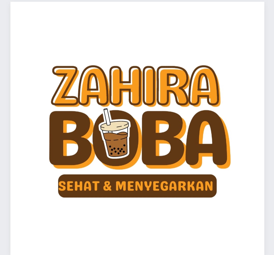 Jasa desain logo untuk usaha minuman boba, Zahira Boba dengan konsep sehat dan menyegarkan.