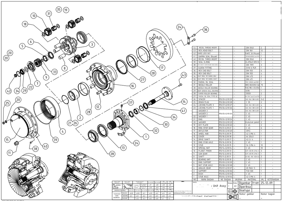 CAD Drawing - REDRAW KOMPONEN DAN ASSEMBLY 3D & 2D BY DRAWING DAN SAMPLE PART - 3