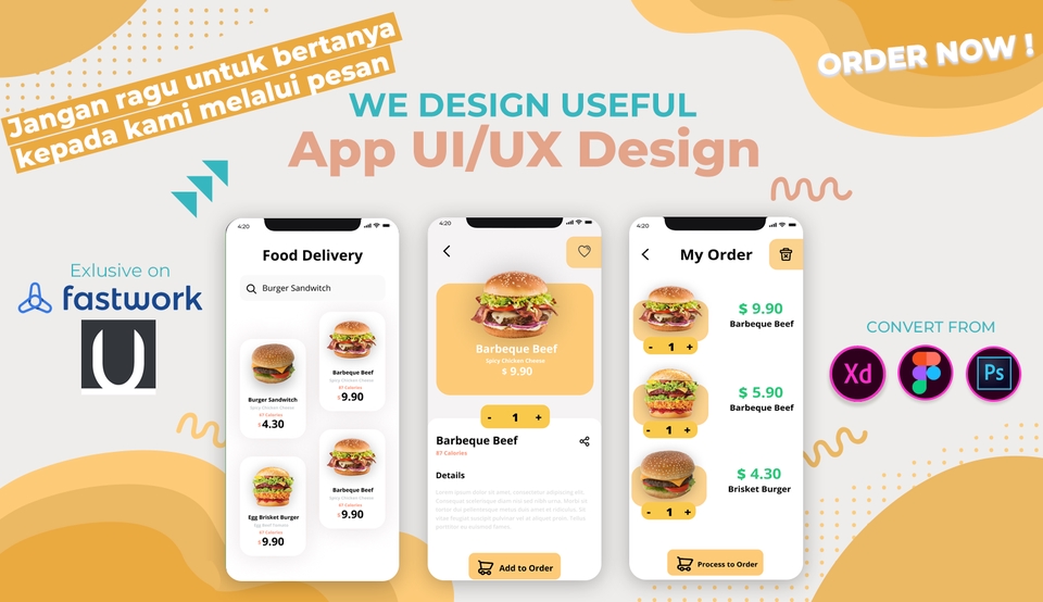 Desain Tampilan UI/UX Untuk Mobile App, Website / Landing Page.