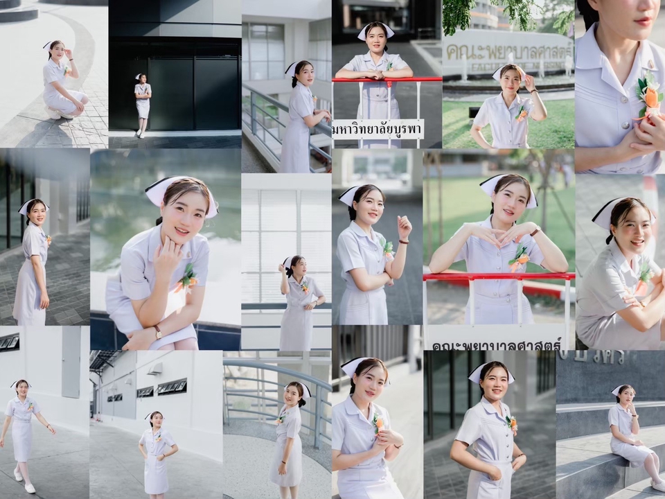 รับถ่ายภาพพยาบาลสาวสวย ชุดขาว รับปริญญา ช่างภาพ