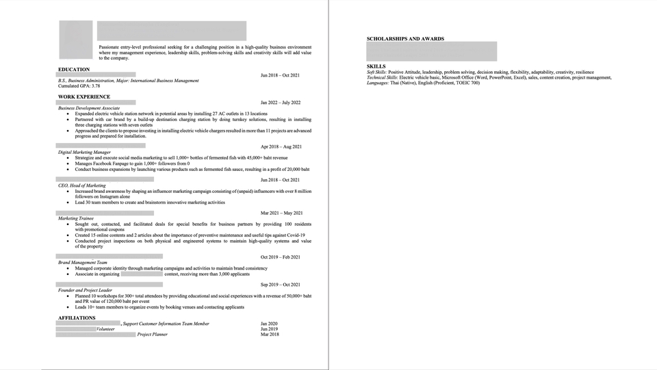 Portfolio & Resume - Resume ไม่เน้นสีสัน เน้นได้งานจริง  - 2