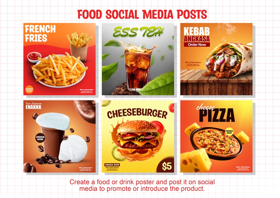 Jasa Desain Banner Instagram, desain banner untuk promosi produk makanan dan minuman di media sosial, banner template.