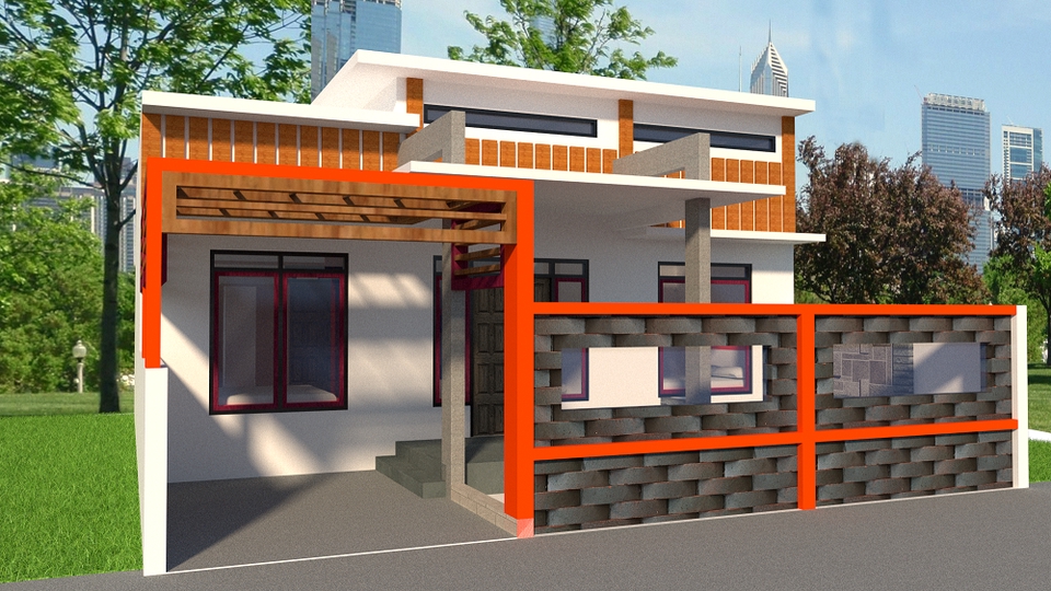 3D & Perspektif - 3d MODELING RUMAH SEDERHANA - 8