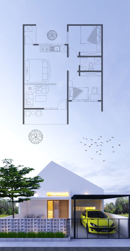3D & Perspektif - JASA PERENCANAAN DESAIN RUMAH TINGGAL - TERJANGKAU - 9
