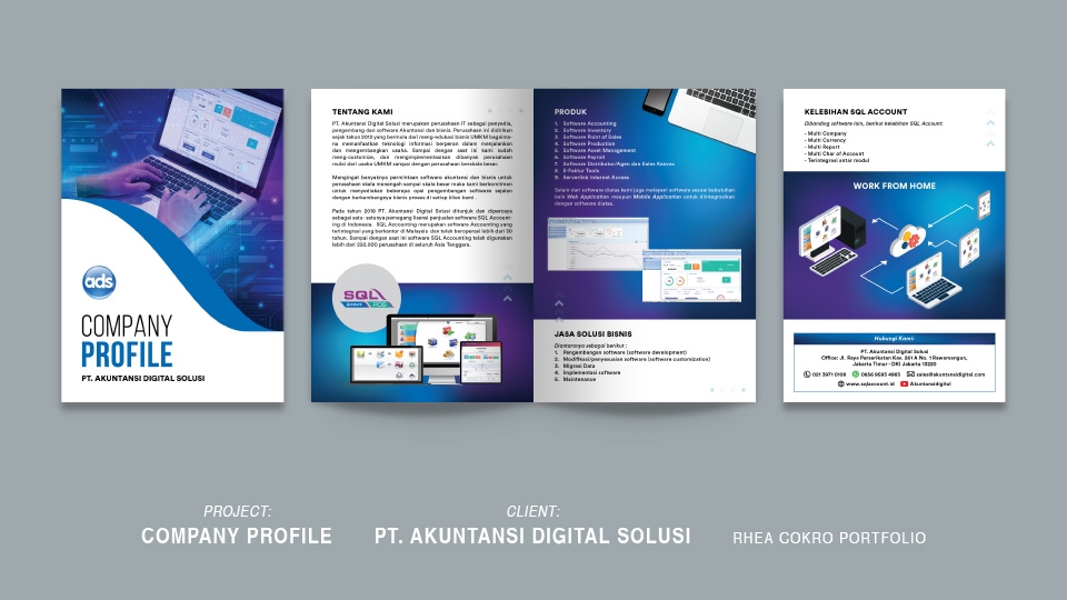 Desain company profile profesional untuk PT. Akuntansi Digital Solusi