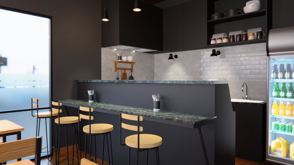 Desain Interior Cafe Minimalis dengan Konsep Modern, Jasa Desain Cafe, Desain Interior Cafe
