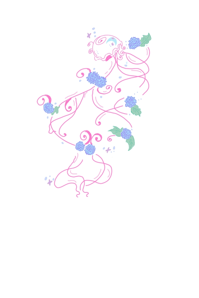 ออกแบบลายสัก ดอกไม้สวยๆ สีชมพู สีฟ้า มินิมอล