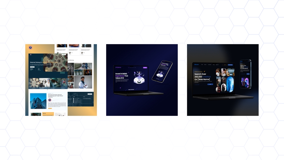Jasa pembuatan website profesional dan modern dengan desain responsif untuk berbagai platform, termasuk web, mobile, dan tablet.