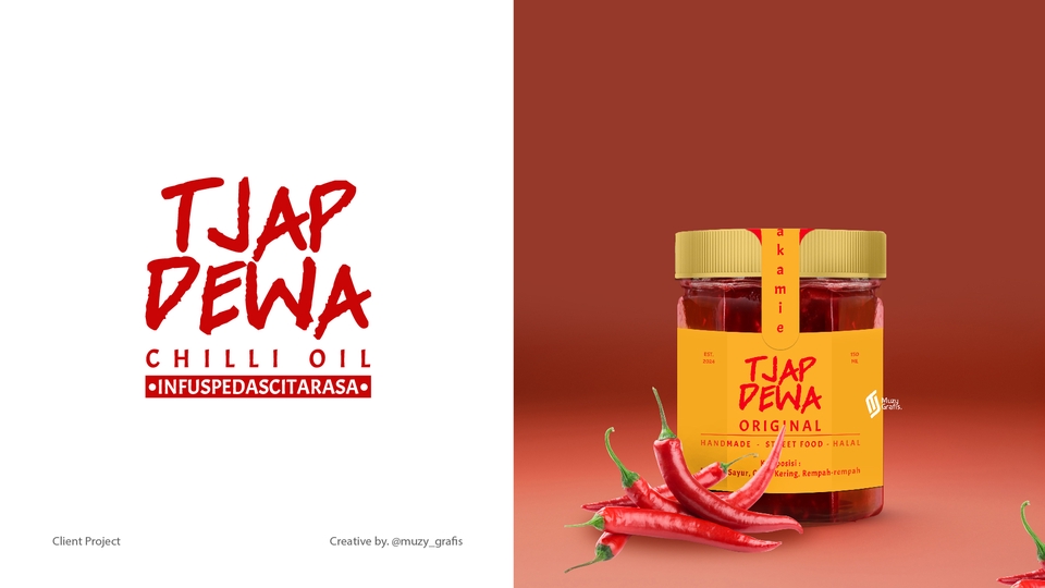 Jasa desain logo makanan, Tjap Dewa Chilli Oil, logo keren, logo warung makan, logo resto, desain logo makanan, desain logo warung makan, desain logo rumah makan, logo makanan online, buat logo makanan, jasa desain logo makanan online.