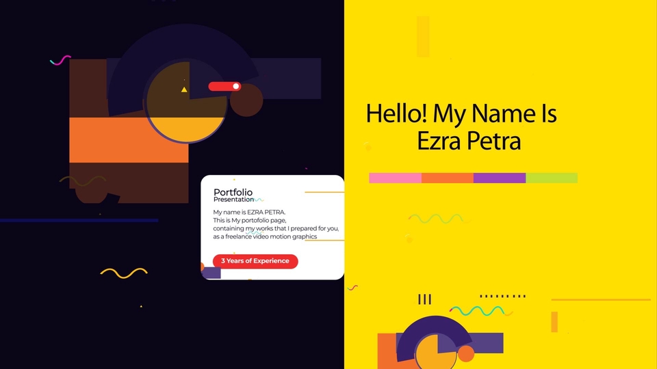 Desain portofolio unik Ezra Petra, jasa desain CV dan resume, freelance graphic designer.