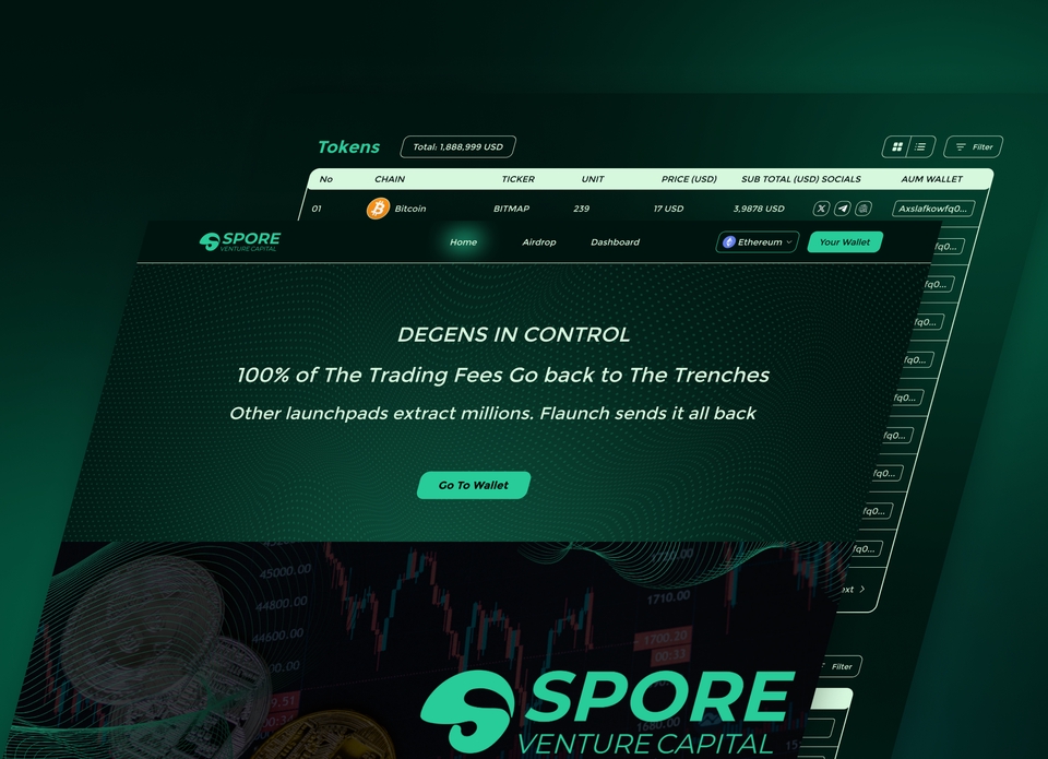 Desain UI UX website untuk platform freelance, menampilkan mockup website dengan grafis menarik dan tombol "Go to Wallet"