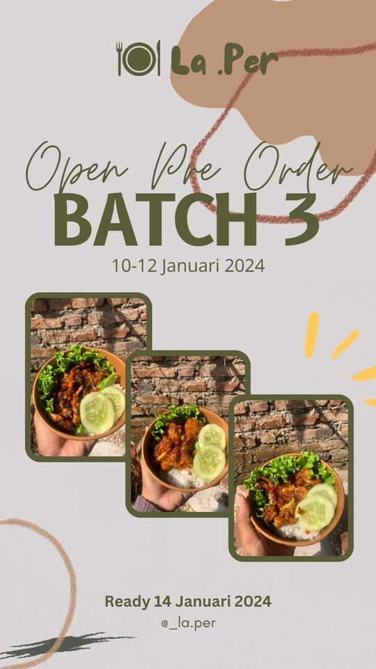 Jasa desain banner Instagram La Per untuk promosi pre order Batch 3 10-12 Januari 2024, ready 14 Januari 2024.