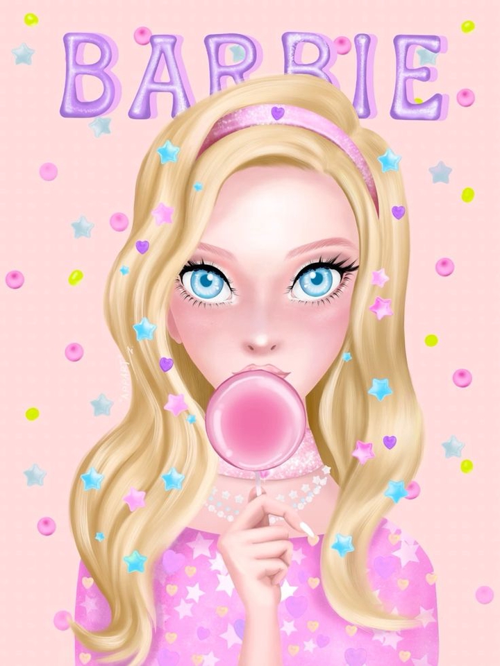 ออกแบบตัวการ์ตูนบาร์บี้สไตล์น่ารัก คาแรคเตอร์สีชมพู