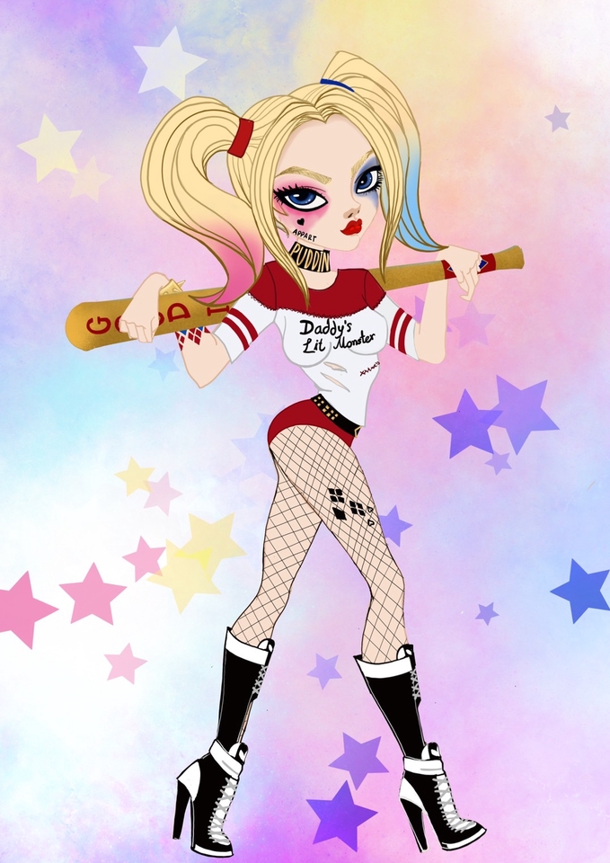 ออกแบบตัวละครฮาร์ลี่ย์ควินน์ สไตล์การ์ตูนน่ารัก รับออกแบบตัวละคร