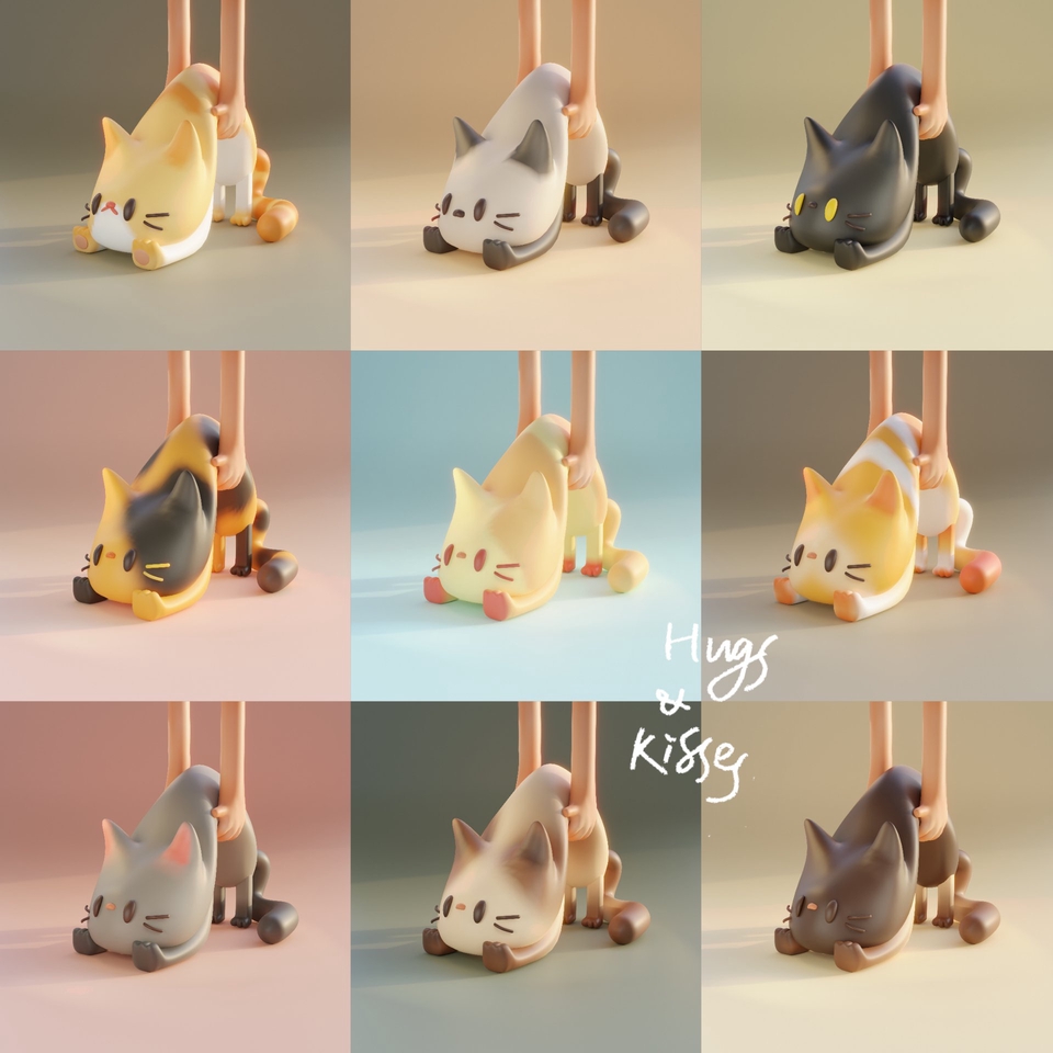 รับปั้นโมเดล 3D สัตว์เลี้ยง 3 มิติ น่ารัก รูปภาพเซ็ต 3D model