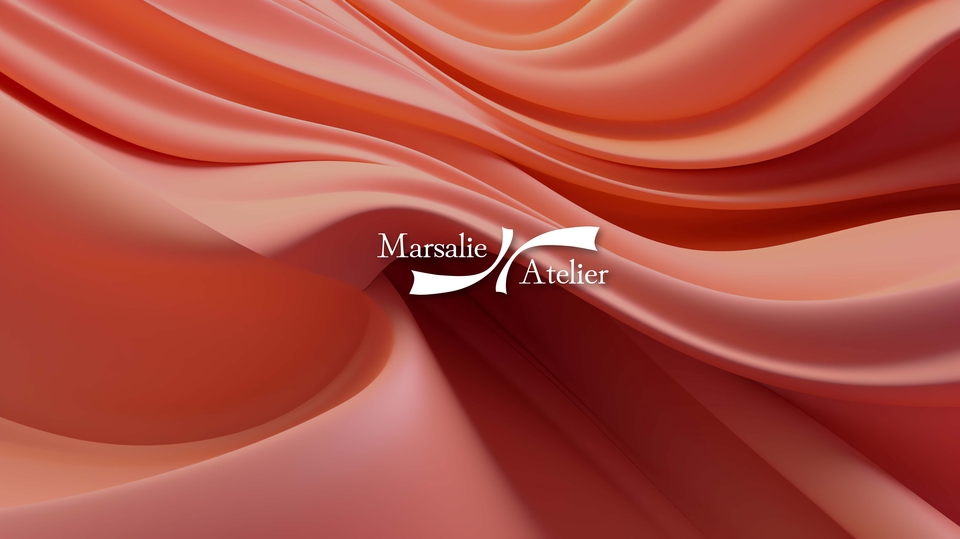 Desain logo minimalis dan elegan dengan warna merah muda untuk usaha Marsalie Atelier.