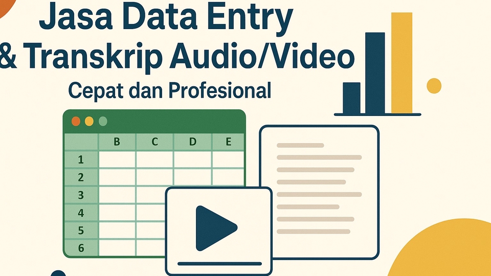 Jasa data entry freelance, input data excel, entri data online cepat dan profesional.  Transkrip audio video.