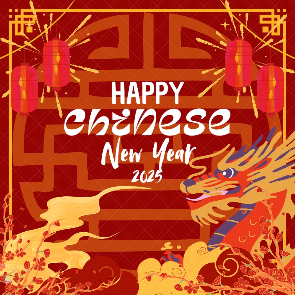 Desain Banner Media Sosial Tahun Baru Imlek 2023 dengan Naga Merah dan Lampion, Cocok Untuk Promosi Bisnis dan Website Anda. Jasa Desain Banner Instagram, Facebook dan Website.