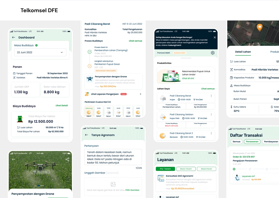 Desain UI UX aplikasi mobile Telkomsel DFE, contoh desain tampilan aplikasi mobile