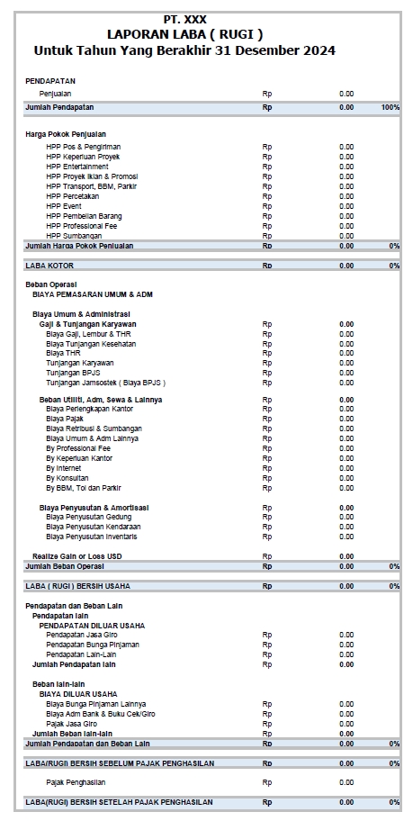 Jasa Pembuatan Laporan Laba Rugi PT XXX 31 Desember 2024, jasa akuntansi freelance, laporan keuangan perusahaan, konsultan keuangan, penyusunan laporan keuangan, konsultasi pajak, jasa konsultasi keuangan.