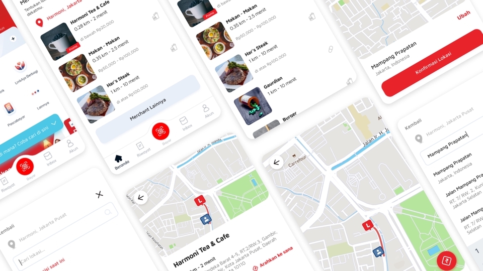 Desain UI UX aplikasi mobile, tampilan mockup website, contoh portofolio desainer UI UX freelance Indonesia