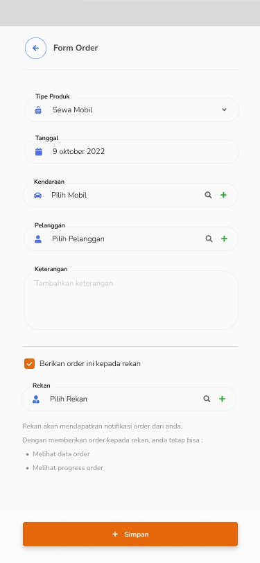 Jasa pembuatan aplikasi mobile android dan iOS: formulir pemesanan sewa mobil