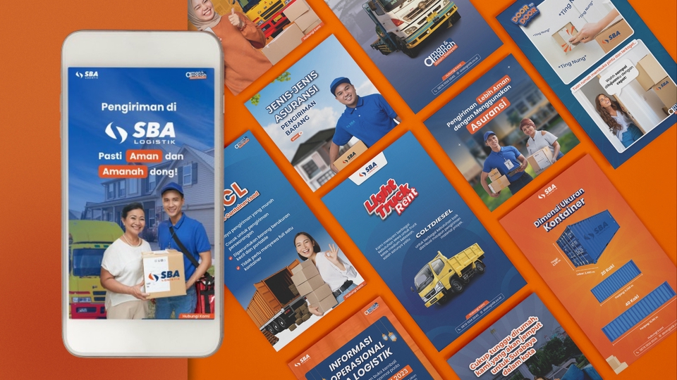 Desain banner instagram untuk promosi jasa pengiriman barang aman dan terpercaya.