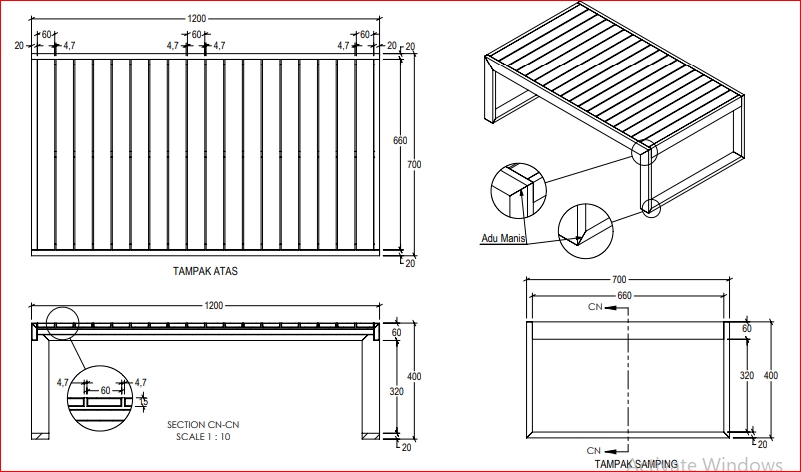 Desain Furniture - Jasa Shop Drawing 2D dan 3D Furniture & Pogram CNC Manufaktur  - 5