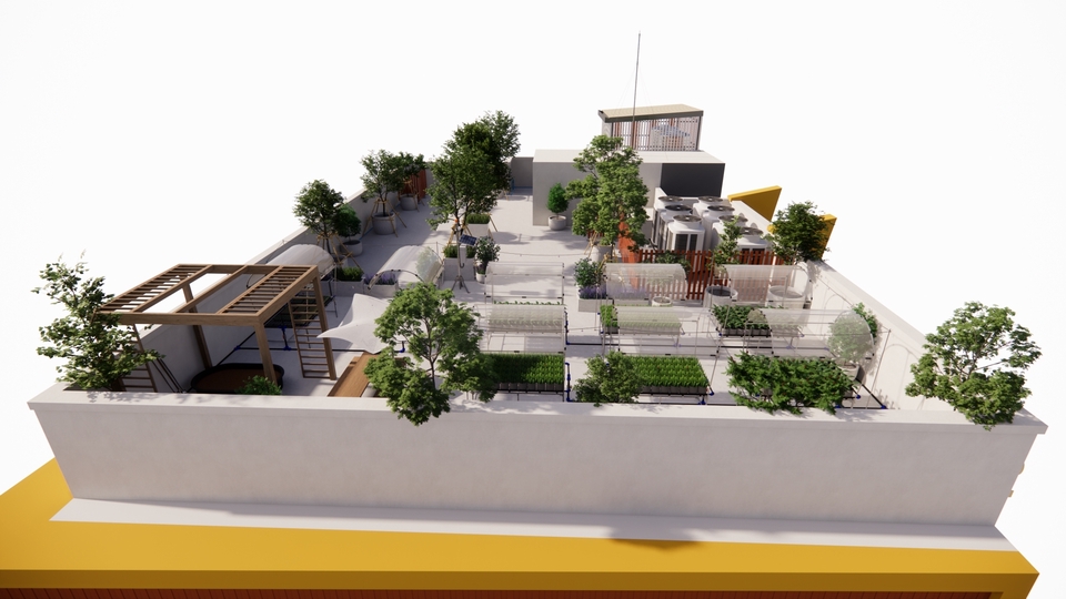 ทำโมเดล 3D - โมเดล 3D สำหรับวางผังพื้นที่เกษตร พื้นที่สีเขียว งานฟาร์มบนดาดฟ้า ฟาร์มคาเฟ่ - 11