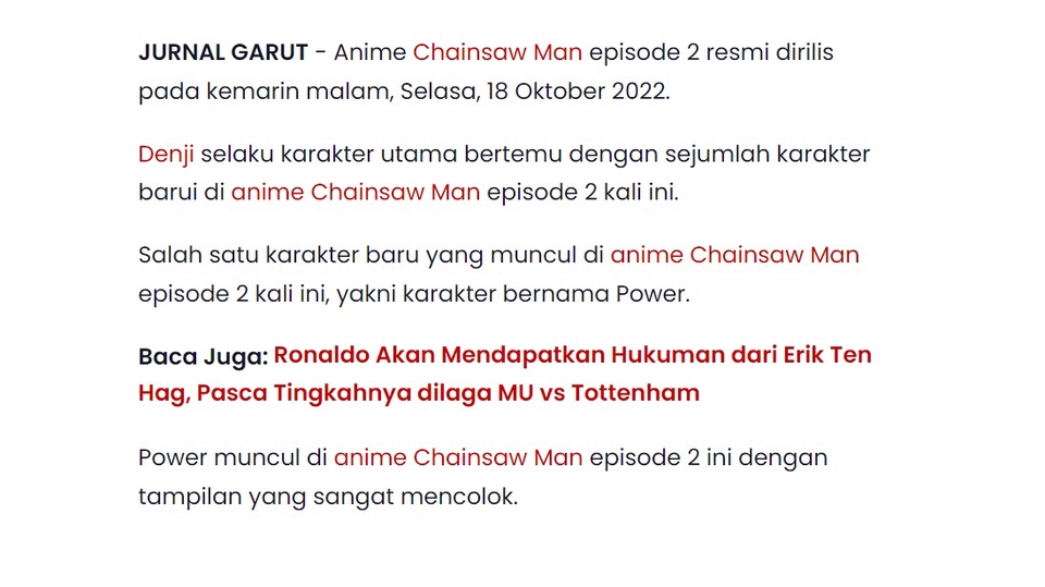 Jurnal Garut, anime Chainsaw Man episode 2 resmi dirilis, Denji bertemu karakter baru, Power.