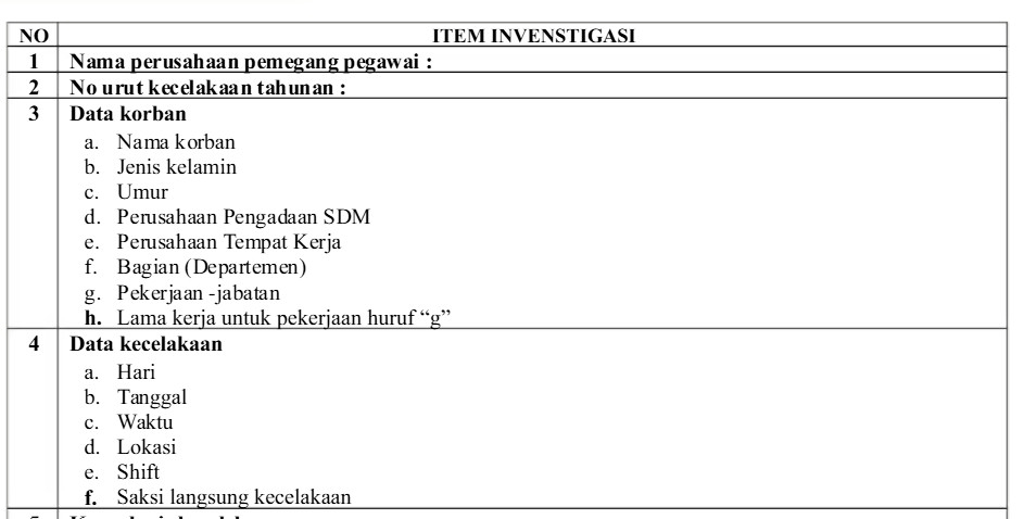 Jasa Lainnya - Jasa Pembuatan Dokumen HSE Plan, HIRA dan Investigasi Kecelakaan - 5