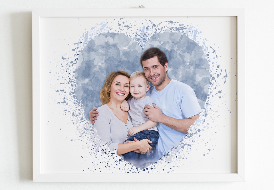 Gambar Potret - Watercolor Couple Portrait - 3