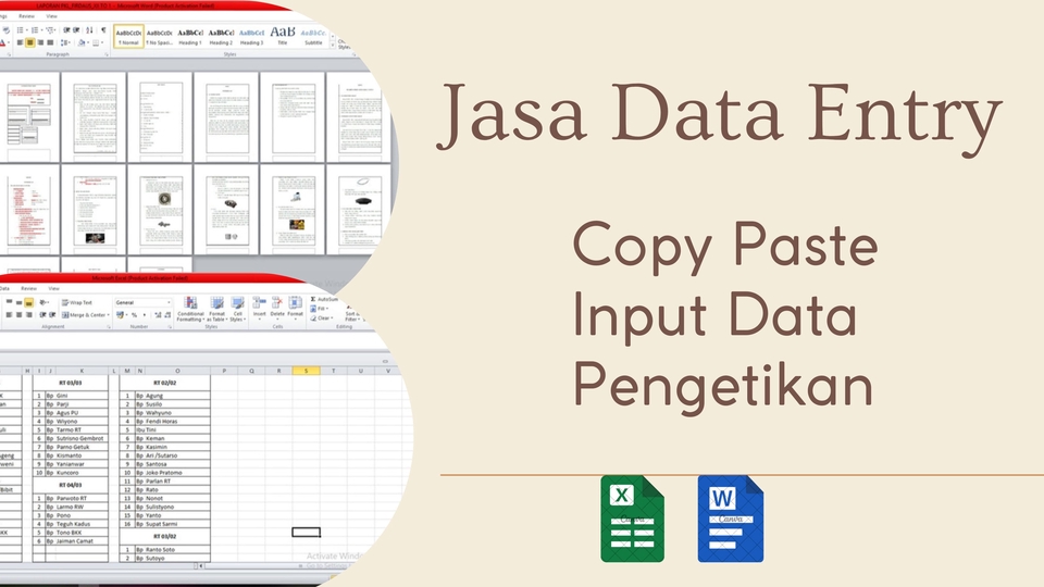 Jasa Data Entry: Input Data Excel, Copy Paste, Freelance, Entri Data Online.