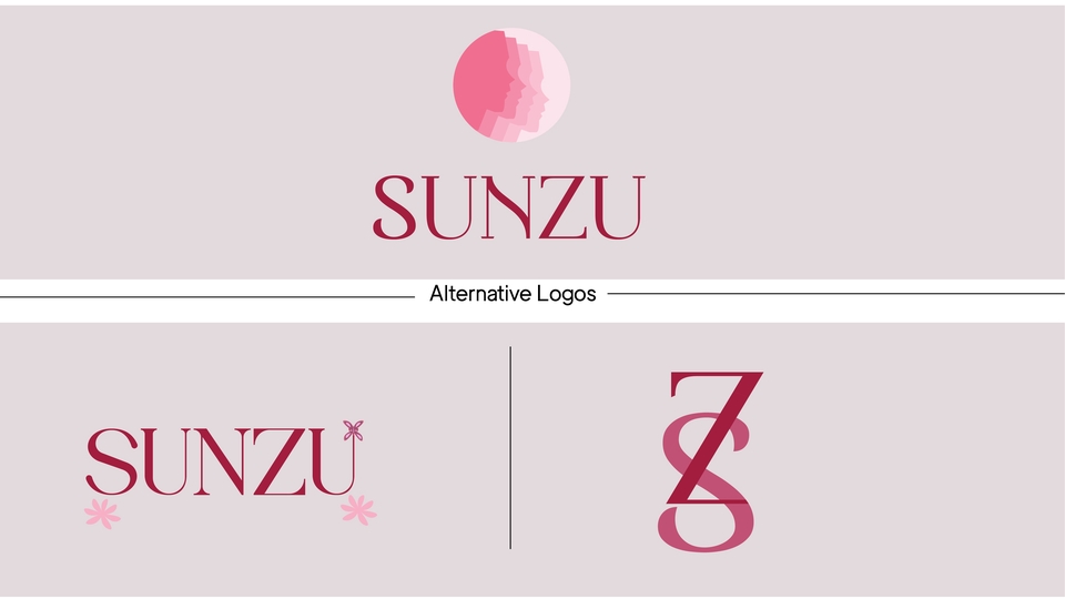 Desain logo "Sunzu" dengan berbagai variasi desain logo. Desain logo, jasa desain logo, desain logo online, logo perusahaan, logo online shop.