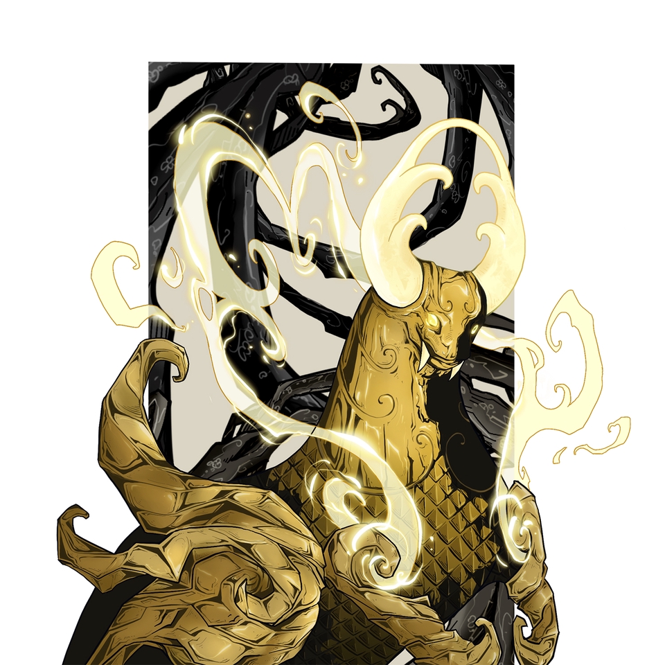 ออกแบบตัวละครเกม สร้างฉากเกม มังกรทอง ต้นไม้ดำ