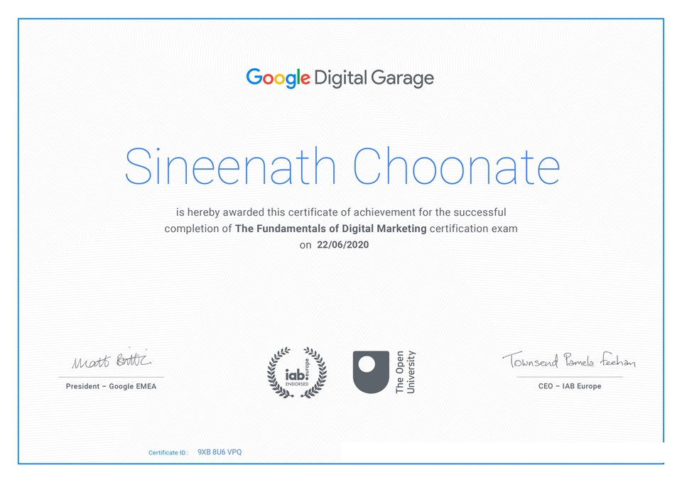 รับทำSEO Google Digital Garage ใบประกาศนียบัตร