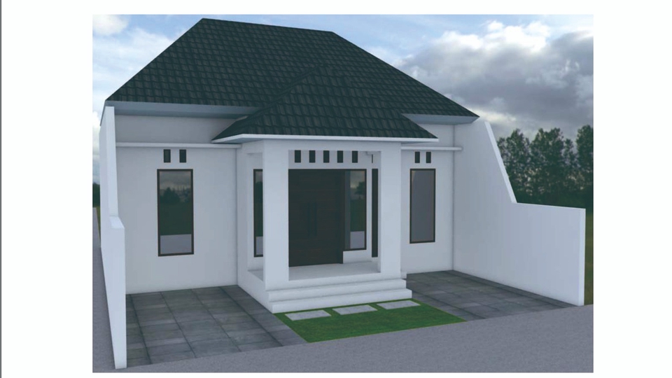 3D & Perspektif - 3d MODELING RUMAH SEDERHANA - 1