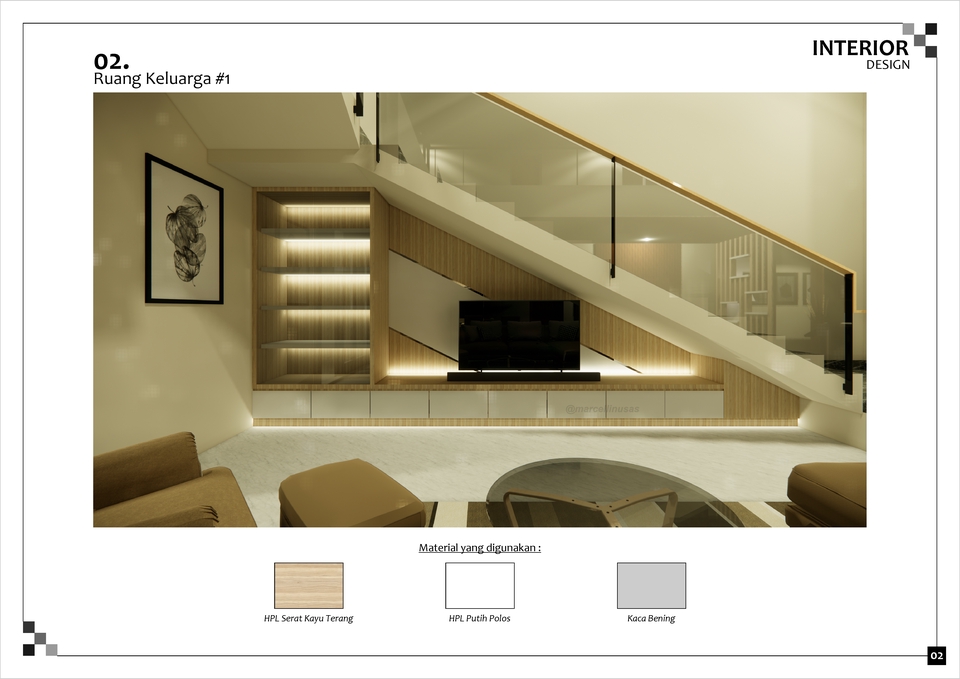 3D & Perspektif - Desain Interior Rumah Tinggal / Kafe / Kantor - 3